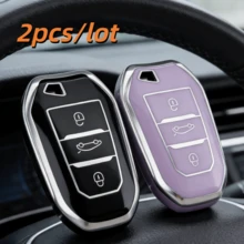 2个/套 TPU材质汽车钥匙套，适用于标致雪铁龙N系列车型，仅适用于图片中所示的汽车钥匙。 - 彩色 - 查看 5