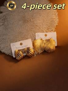 24件套钛钢时尚耳环套装，随机发货，独特复古叠戴戒指。镌刻闪亮多色元素，304不锈钢材质。适合日常佩戴和派对装饰。耳环，14k金耳环，花朵耳环，可爱耳环，波西米亚风耳环，金耳环，趣味耳环，圈形耳环 - 24 Pcs優雅套裝 - 查看 6