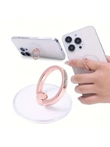 3 chiếc/ Giá đỡ điện thoại dạng vòng kim cương bạc, Giá đỡ điện thoại dạng vòng thép trắng, Giá đỡ điện thoại dạng vòng xoay 360° bằng acrylic trong suốt, Tương thích với nhiều loại điện thoại hoặc ốp lưng điện thoại - Nhiều màu - Xem 5