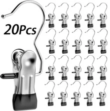 Clothes Pins 30-Pack Laundry Hook Hangers Clothes Hanger Clips For Closet Organizer Socks Towels Clips Heavy Duty Clothespins Bulk Clothes Hanger Clips For Wardrobe Travel Pants Socks Handbag - Black - View 10