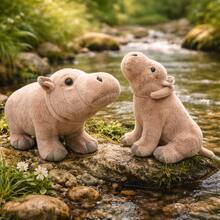 1个逼真河马毛绒玩偶，可爱河马填充动物抱枕，生日/复活节/母亲节礼物，婴儿房装饰 - 彩色 - 查看 3