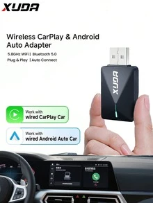 XUDA 二合一无线 CarPlay/Android Auto 适配器 - 2.4-5.0 GHz WiFi 5 CarPlay 转换器，有线转无线，快速自动连接，零延迟，小巧设计，兼容 和 Android 设备，带 USB/USB-C 接口，不含电池 - D - 查看 16