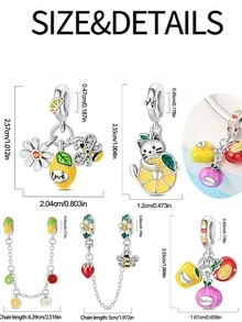 Bộ hạt charm hình cây chanh và các loại trái cây, rau củ, côn trùng, làm bằng bạc sterling 925 tráng men, thích hợp với vòng tay kiểu Châu Âu dành cho nữ. - Nhiều màu - Xem 2
