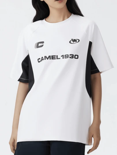 CAMEL CROWN Camiseta de manga corta de mujer para deportes al aire libre, de secado rápido y transpirable, para uso casual de verano