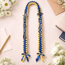 Custom Graduation Lei With Grad Cap, Handcrafted Satin Garland, Graduation Gifts, Graduate Keepsake, Braided Lei, Ribbon Lei - Multicolor - View 5