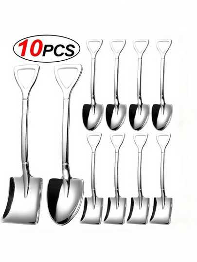Juego de 10 cucharas de postre de acero inoxidable, perfectas para café, helado, fruta y uso diario. Cuentan con un diseño elegante y delgado, material resistente a la oxidación y un agarre cómodo. Ideal para uso en el hogar, cafeterías, fiestas y artículos escolares.