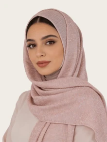 1pc Women's Knitted Metallic Crinkle Hijab Scarf, Fashionable Rectangular Soft Feel Shawl, Muslim Headscarf - Multicolored Pleated Long Scarf - View 7