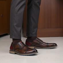 Chaussures décontractées pour hommes, pour le trajet et les sports de plein air, antidérapantes et durables, chaussures derby classiques, bottes de travail rétro à la mode - Rouge foncé - Voir 3