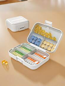1pc Glam Portable Sealed Window-View Pill Storage Box - Compact Mini Travel Medicine Container With Lidded Design - Easy-To-Use Plastic Pill Case For On-The-Go Organization - Multicolor - View 13