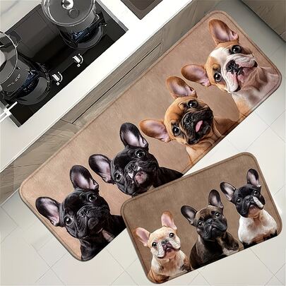1pc Cute French Bulldog Pattern Doormat, Minimalist Design Mat, Suitable For Kitchen, Living Room, Laundry Room And Bathroom, Perfect Room Decor, Applicable For Kitchen Rug, Kitchen Mat, Kitchen Carpet, Entrance Mat, Small Rug, Carpet, Runner, Rug, Home Decor, Area Rug, Outdoor Mat, Home Decoration, Area Carpet, Bedroom Carpet, Washable Carpet