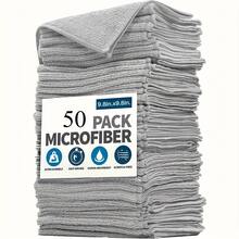 Bộ 5-50 khăn lau bếp bằng sợi microfiber màu xám nhạt, khăn lau mềm mại siêu thấm hút, bộ khăn lau chén đĩa tẩy vết bẩn. - A - Xem 1