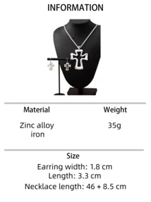 1 Set de joyería con colgante de diseño de cruz hueca minimalista, adecuado para uso diario y como regalo - Conjunto de cruz ahuecada - Ver 8