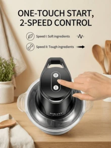 SOKANY SK-7020 電動絞肉機，可研磨肉類與蔬菜，2L 大容量，雙層四刀片設計，適用於家用與商用 - 黑色 - 查看 9