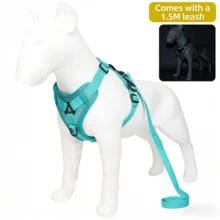 Bộ dây dắt thú cưng phản quang 1,5m, phù hợp cho chó và mèo, dây dắt chó nhỏ có thể điều chỉnh, chống thoát hiểm, với lưới mềm. - màu xanh lá - Xem 5