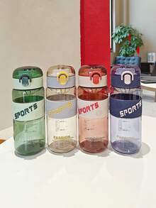 1pc 650ml Portable Plastic Water Bottle, Modern Transparent Sports Water Bottle For Outdoor, Back To School - A - View 2