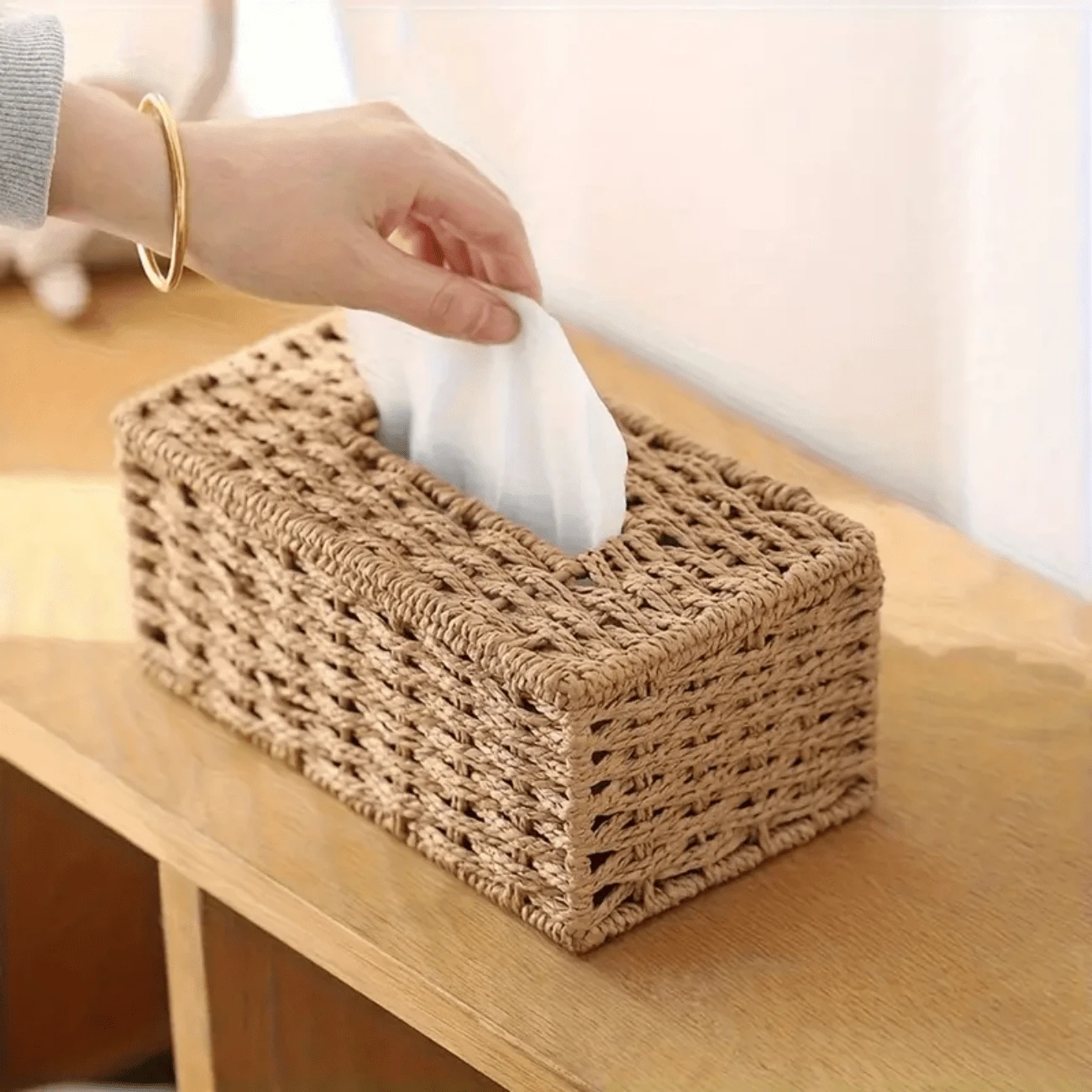 1 hộp đựng khăn giấy thủ công, kiểu dáng cổ điển, thiết kế Bohemian - Thích hợp sử dụng tại nhà và văn phòng, dùng được 360 ngày, phù hợp cả 4 mùa.