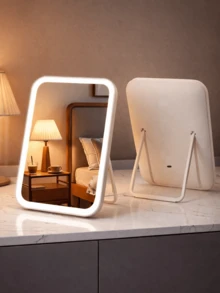 مرآة مكياج LED كبيرة الحجم مع إضاءة أمامية، بطارية قابلة للشحن للاستخدام الممتد، 3 أوضاع إضاءة، تحكم باللمس، مرآة محمولة قابلة للطي، مثالية للاستخدام اليومي في سكن الطلاب - متعدد الألوان - مشاهدة 6