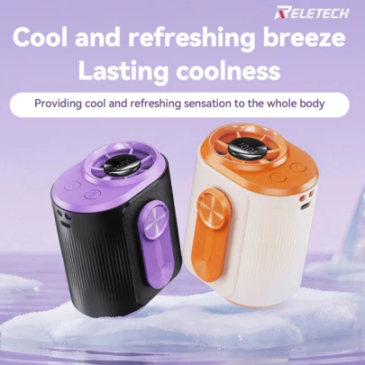 Reletech 블레이드리스 미니 휴대용 선풍기 - 디지털 디스플레이로 허리/목에 착용 가능, 긴 배터리 수명, USB 충전식, 야외/해변 사용에 적합
