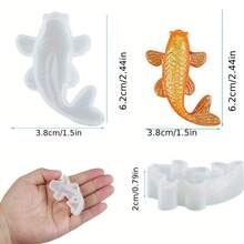 3 khuôn silicon hình cá Koi, khuôn silicon làm mặt dây chuyền cá Koi vàng DIY, khuôn silicon hình cá để làm fondant, dùng để trang trí DIY, làm mặt dây chuyền trang sức. - A - Xem 3