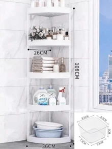 1pc Modern Minimalist 3/4/5 Tier Corner Shelf, Foldable Self-Standing Space-Saving Storage Rack, Easy Assembly, Waterproof Thickened PP Plastic Multi-Function Storage Basket, Solid Color Matte No Pattern Home Decor Storage Rack, All-Season Open-Shelf Multi-Layer Storage Rack With Anti-Slip - Multicolor - View 8