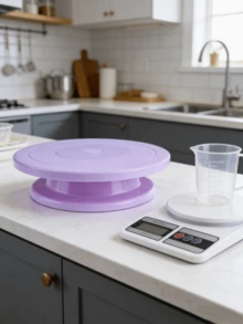 1 pièce Plateau tournant à 360 degrés pour gâteau - Outil de cuisson durable avec rotation stable | Outil de cuisson essentiel pour gâteaux, cupcakes et pâtisseries, convient pour la cuisson maison et la décoration de fête, fournitures de décoration de gâteau et présentoir à gâteau - Multicolore - Voir 8