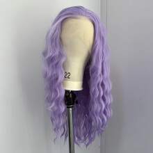 粉色长款深波浪合成假发，自由分缝，长款波浪自然发，13x4蕾丝前假发，适合女性日常佩戴、角色扮演和派对。 - 彩色 - 查看 11