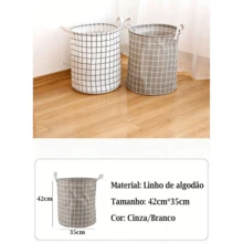 White Or Gray Laundry Basket With A Foldable Design For Easy Storage; Its Large Capacity Can Hold Dozens Of Items For Your Daily Laundry. - 白色+灰色 - 查看 7