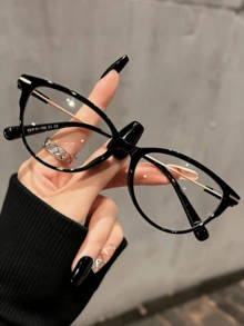 1件女款復古貓眼框透明鏡片時尚眼鏡，小窄框設計，女款極簡全框PC眼鏡，適合旅行 - 彩色 - 查看 6