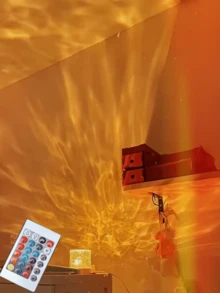 1个16色水波投影夜灯，发光立方体水晶灯，带触摸/遥控功能，适用于卧室星空投影仪、极光投影仪、游戏室投影灯 - 彩色 - 查看 4