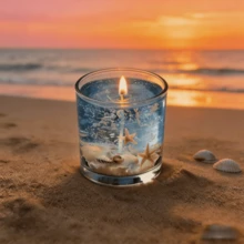 Ocean Scented Candle With Real Sand, Stones, Starfish And Seashells, Creates Ambiance, Gifts For Valentine's Day, Couples, Women, Girls, Wedding, Room Decor, Friends, Graduation, Birthday, Mother's Day, Home Decor, Birthday Decor, Fragrance: Ocean Breeze - Multicolor - View 7