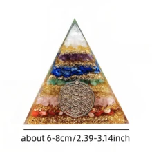 1pc 7 Chakra Orgone Pyramid - Mandala Orgonite Pyramid - Generator EMF Protection Gift - Multicolor - View 2
