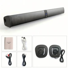 1个无线家庭影院条形音箱，带可拆卸可调节扬声器：20W输出功率，支持USB、TF卡、AUX输入，2.0环绕立体声，低音反射，电视音频，音乐播放器，适用于电脑、手机、电视，完美礼物 - 黑色 - 查看 9