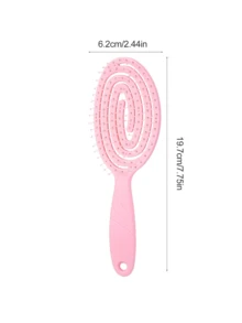 1支舒缓按摩发梳，弹性空心梳，用于发型设计，女士护发工具 - 粉色 - 查看 5