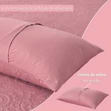 Quilted Plain Bouti Bedspread Set With Embossed Pattern | 4 Colors And 5 Sizes Available - 90/105/135/150/180cm - | Easy Care | Free Shipping - Watermelon Pink - View 3
