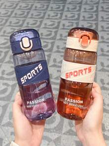 1pc 650ml Portable Plastic Water Bottle, Modern Transparent Sports Water Bottle For Outdoor, Back To School - A - View 3