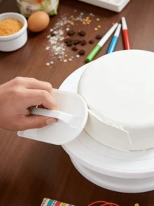 1 pièce Plateau tournant à 360 degrés pour gâteau - Outil de cuisson durable avec rotation stable | Outil de cuisson essentiel pour gâteaux, cupcakes et pâtisseries, convient pour la cuisson maison et la décoration de fête, fournitures de décoration de gâteau et présentoir à gâteau - Multicolore - Voir 4