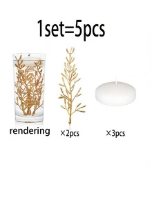 10/5pcs Rattan & Floating Candle Set, Imported Wax Plate Decor, Suitable For Wedding, Party, Holiday, Valentine's Day, Home Decoration - Lilin + Rumput Padi - View 6
