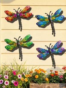 1pc/4pcs Vibrant Metal Dragonfly Wall Decor, Fade-Resistant Metal Dragonfly Hanging Ornament, Suitable For Garden Fence, Wall, Yard Exterior Decoration, Mother's Day/Housewarming Gift - A - View 8