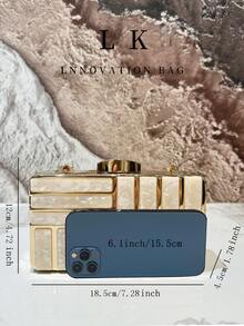 1 chiếc túi xách nữ vuông bằng acrylic cao cấp, túi dự tiệc, thiết kế ghép hình học thời trang và độc đáo, ví cô dâu có khung kim loại, rất phù hợp cho các bữa tiệc, hẹn hò, đám cưới và các dịp khác. - Nhiều màu - Xem 8