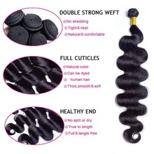 Tóc nối Remy tự nhiên, kiểu sóng thân, loại 12A, chưa qua xử lý, bán sỉ giá rẻ. - Natural Black - Xem 4