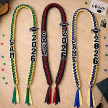 Custom Graduation Lei With Grad Cap, Handcrafted Satin Garland, Graduation Gifts, Graduate Keepsake, Braided Lei, Ribbon Lei - Multicolor - View 2