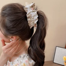 1 chiếc kẹp tóc ren nơ đính đá Zirconia bằng vải - Màu be-xanh lá cây - Xem 5
