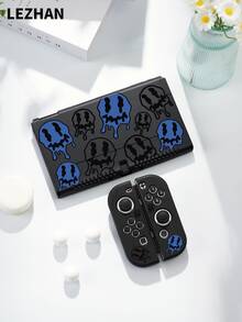 新款Switch2（2025）游戏机配件，蓝黑笑脸印花保护套，适用于Switch2、Switch NS/Switch OLED/Lite，Switch游戏机配件，收纳包，Switch保护套，送给Switch玩家的浪漫礼物 - 彩色 - 查看 6