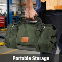 1pc Foldable Handheld Tool Bag, Thick Multi-Compartment Large Capacity Tool Storage Organizer, Suitable For Home Repair, Car Maintenance, Outdoor Camping, Mechanical Repair, Portable Tool Pouch With Hanging Design - Black - Upgraded Version - View 11
