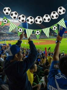 2 Sets Football Themed Decorations, Including Sports Ball Decor, Flags, Pennant Banners, Suitable For Birthday Party, Bachelor Party, Music Festival, World Cup Background Decor, Football Fan Decorations - A - View 2