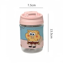 SpongeBob SquarePants 400ml SquarePants And Series Couple Water Bottle, 2-In-1 Design With Handle, Leak-Proof, Suitable For Office, Camping, Home, School, Gift For Girlfriend, Birthday, Christmas, Travel, Sightseeing, Fitness, Multiple Styles, Desktop Water Cup, Daily Use, Suitable For Teacher's Day, Anniversary, Birthday, Women's Gift, Self-Assembly Required - Multicolor - View 10