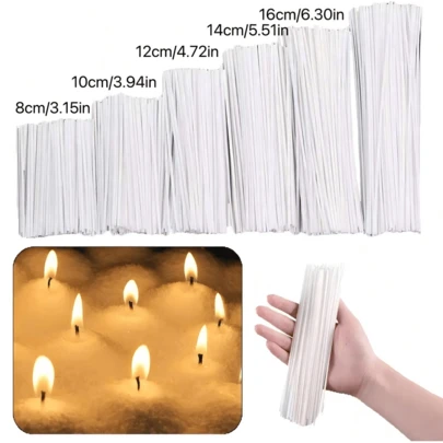 50 bấc nến sáp ngọc trai, thích hợp cho nến cát 8-20cm, không chứa kim loại, không chì, có thể tái sử dụng, dùng cho nến trụ không khói và làm nến cát, đồ thủ công tự làm tại nhà (Màu trắng)