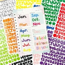 15 pièces Ensemble d'autocollants de lettres colorées, alphabet auto-adhésif, convient pour les artisanats DIY, les projets scolaires, les cartes et les cadeaux, idéal pour les adolescents et les enseignants - 1 Set - Voir 8