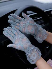 1 đôi găng tay ren nữ, găng tay hở ngón thoáng khí, viền hoa gợi cảm, thích hợp cho lái xe, đi xe máy, đám cưới, mùa xuân/hè. - Găng tay - Xem 12