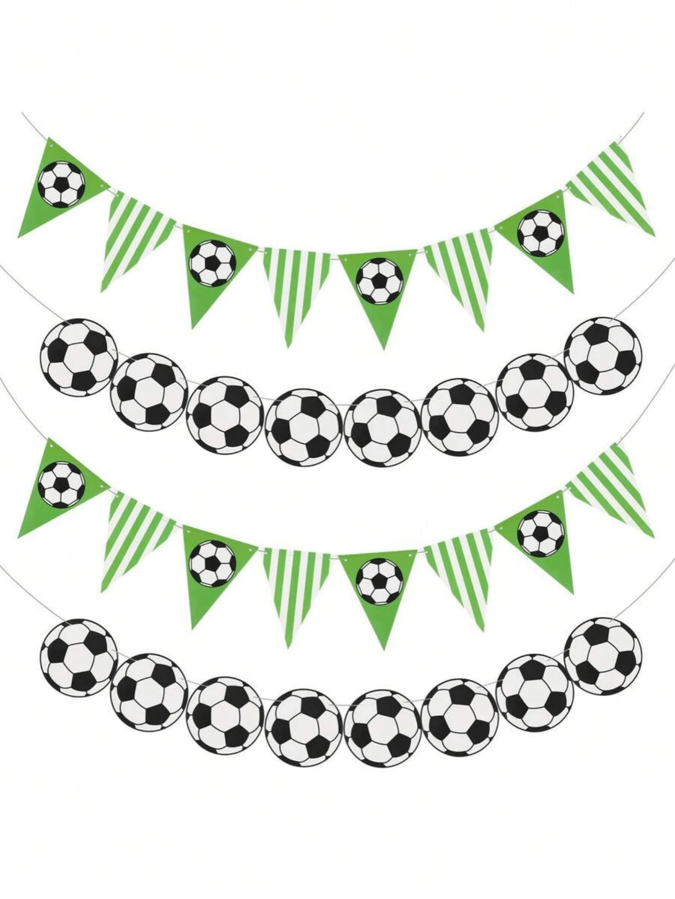 2 Sets Football Themed Decorations, Including Sports Ball Decor, Flags, Pennant Banners, Suitable For Birthday Party, Bachelor Party, Music Festival, World Cup Background Decor, Football Fan Decorations - A - View 1